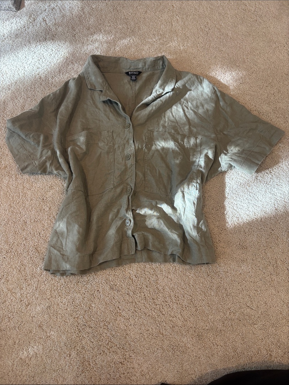 Buffalo David Bitton Sage Green Short Sleeve Button-Front Shirt